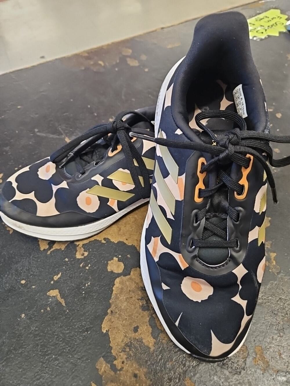 Adidas Girls Marimekko Sneaker Casual Multicolor Floral 3 Stripe Lace Up Sz 4